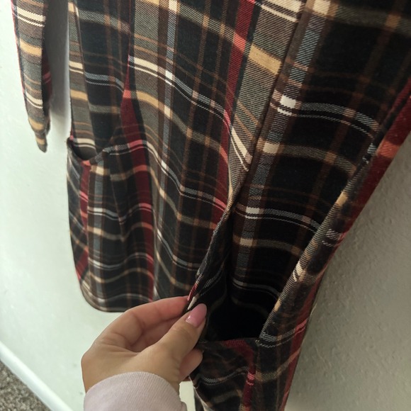 Papillon Plaid Dress Career‎ Casual Long Sleeve Pockets - Picture 5 of 6
